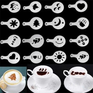 32 Pezzi Stencil per Caffè Stencil per Decorare il Caffè in Plastica Modelli Caffè per la Decorazione di Avena Cupcake Cake Cappuccino Hot Chocolate 