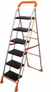 PARASNATH Parasnath Orange Diamond Heavy Folding Ladder with Wide Steps 6 Steps Ladder Aluminium Ladde...