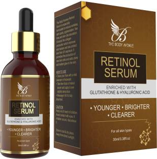 The Body Avenue Retinol Face Serum with Glutathione, Hyaluronic Acid, Green Tea, Geranium Oil for Younger, Clearer & Brighter Skin
