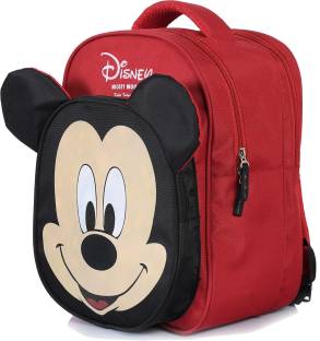 KUBER INDUSTRIES Disney Mickey Mouse 15 inch Polyster School Bag/Backpack For Kids, Red & Black-DISNEY001 Waterproof School Bag