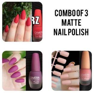 Cemera Ice Matte Nail Polish | Red | Purple | Nude Peach | Pack of 3 , 7ML * 3 Gold Red, purple, nude - Price in India, Buy Cemera Ice Matte Cemera Ice Matte Nail Polish | Red | Purple | Nude Peach | Pack of 3 , 7ML * 3 Gold Red, purple, nude - Price in India, Buy Cemera Ice Matte
