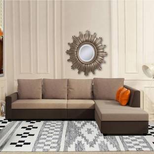 woodcasa fabway 6 seater rhs l shape sofa set polyester fabric camel dark brown fabric 6 seater sofa price in india buy woodcasa fabway 6 seater rhs l shape sofa