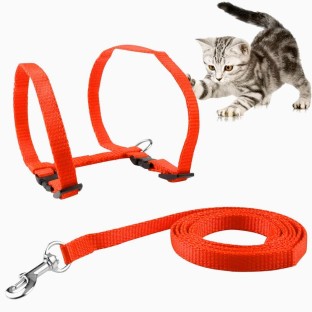 Nylon Adjustable Cat Harness and Leash for Cats Dogs WSTJY Cat Harness Red 