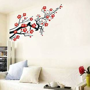 Kayra Decor Khsnt528 Red Cherry Flowers On Branch Wall Painting