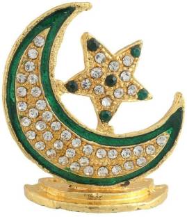 Relicon Islamic Religious Symbol Chand Tara Idol | Crescent Moon Star Idol  (Design-85) Green Metal