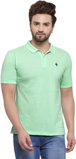 Buy CANTABIL Solid Men Polo Neck Green 