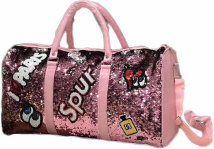 pink sequin duffle bag