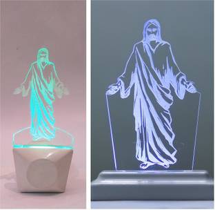 Yonker Pair Of 2 Night Lamps Led Acrylic Jain God Mahavir Swami