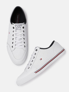 tommy hilfiger men white solid sneakers