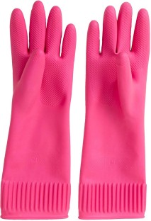Professional Pink Household Rubber Gloves Small Pair