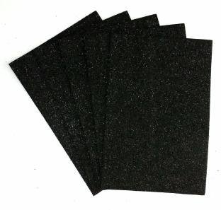 SKYGOLD 10 A4 Size Foam Black Glitter Sheets for Arts and Crafts, Scrapbooking, Paper Decorations (Black)