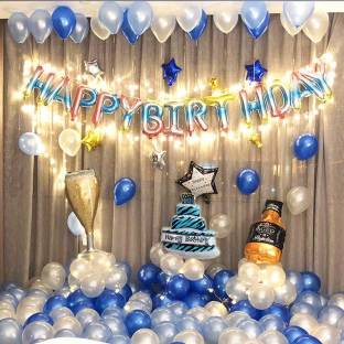 Flipkart Com Bash N Splash Printed Rainbow Silver White Blue Happy Birthday Party Decoration Pack With Star Bottle Balloon Pack Of 70 Letter Balloon Letter Balloon