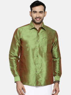 Ramraj Cotton Men Solid Formal Green 