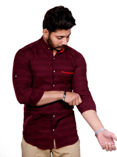 maroon button up