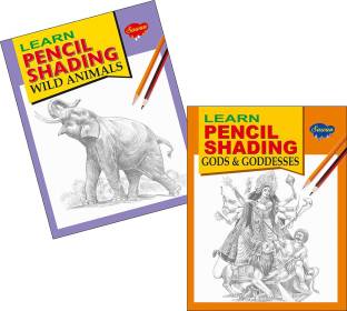 Set Of 2 Pencil Activity Books, Learn Pencil Shading Wild Animals And Learn  Pencil Shading Gods & Goddesses: Buy Set Of 2 Pencil Activity Books, Learn  Pencil Shading Wild Animals And Learn