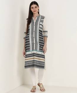 W W Women Self Design Straight Kurta