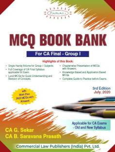 Commercial CA Final Padhuka Group I MCQ Book Bank on Law and Audit Old & New Syllabus By G Sekar & B Sarvana Prasath Applicable for November 2020 Exam