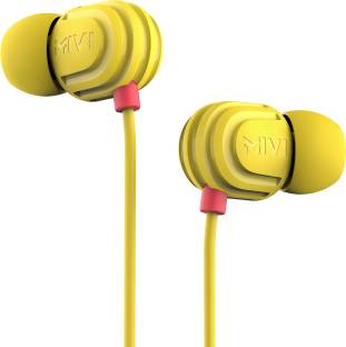 Mivi Rock and Roll W1 Wired Earphones with HD Sound and Powerful Bass with Mic-Yellow Wired Headset