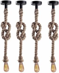 KRYSTALS Rustic Rope hanging/pendant Vintage industrial loft, E27 Holder, Decorative hanging light without bulb Pendants ( pack of 4 ) Pendants Ceiling Lamp