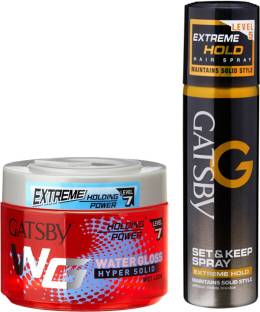 GATSBY Water Gloss Hyper Solid 300gm with Extreme Hold Hair Spray 66ml Hair  Gel - Price in India, Buy GATSBY Water Gloss Hyper Solid 300gm with Extreme  Hold Hair Spray 66ml Hair
