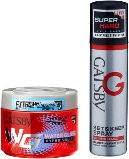 GATSBY Water Gloss Hyper Solid 300gm with Super Hard Hair Spray 66ml Hair  Gel - Price in India, Buy GATSBY Water Gloss Hyper Solid 300gm with Super  Hard Hair Spray 66ml Hair