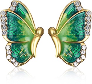 9ct Yellow Gold Emerald Butterfly Stud Earrings Jewellery Earrings Stud Earrings 