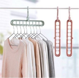 HOUSE DAY White Magic Hangers Space Saving Clothes Hangers Organizer Smart Closet Space Saver Pack of 10 with Sturdy Plastic for Heavy Clothes 