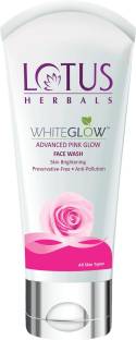 LOTUS HERBALS WhiteGlow Advanced Pink Glow  For Skin Brightening & Gentle Cleansing with Anti-Pollution Property, Preservative Free formula Face Wash