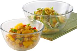 BOROSIL Mixing Bowl Sets-2.5 L+3.5 L Glass Vegetable Bowl
