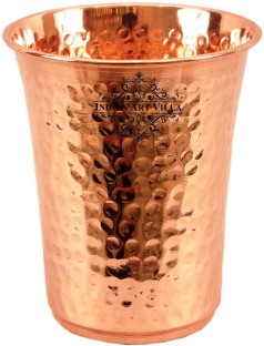 Hammered Big Copper Drinking Glass Tumbler Ayurveda Yoga Health Benefit 550 ML 
