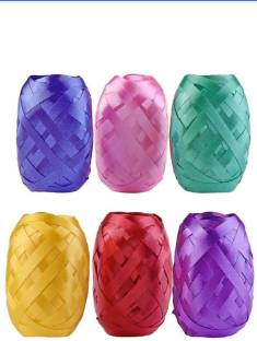Viraat Pack of 6 Pc Colors Ribbon String For Balloon Decor Wedding, Birthday Party Decorations Multicolor PP (Polypropylene) Ribbon
