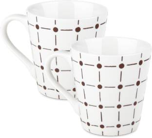 TREO Earthen Art Ceramic Black Dot & Line Ceramic Coffee Mug