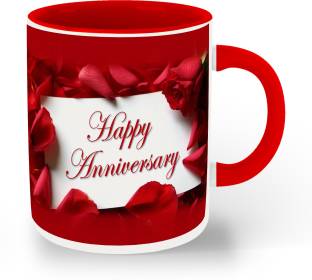 whats your kick Happy Anniversary, 1st Anniversary, 5th Anniversary,  Printed Red Inner Colour Ceramic Coffee- Gift for Husband, Gift for Wife|  Friend| Couple, (Multi 29) Ceramic Coffee Mug Price in India -