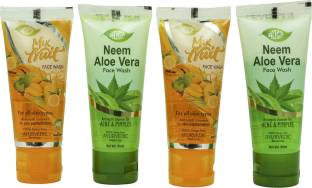 MEGHDOOT Neem Aloevera 60mlx2 & Mix Fruit  60mlx2 (Pack of 4) Face Wash