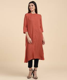 W W Women Self Design Straight Kurta