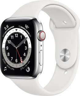 APPLE Watch Series 6 GPS + Cellular M09D3HN/A 44 mm Silver Stainless Steel Case with White Sport Band