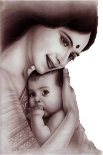 SahajDecor Lord Mother With Cute Baby Medium Magnetic Sticker