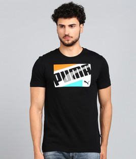 PUMA Graphic Print Men Round Neck Black 