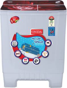 ONIDA 8 kg Cuff and Collar Wash, Designer Glass Lid 5 Star Semi Automatic Top Load Red, White