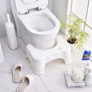 White Squat Aid Tool 44,5cm Wide x 21cm Height x 28cm Long Home Healthier Schukaps Premium Toilet Stool Step Anti constipation Heal 