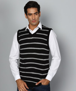 METRONAUT Striped V Neck Casual Men 
