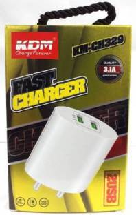 KDM Fast Charger KM-CH329 with 2 USB ports 9 A Wired Headset