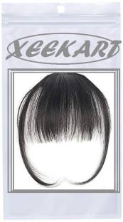 Xeekart Black Bangs  Clip On Clip In Front Bang Fringe Extension Piece Thin (Natural Color)  Extension on Flat Neat Bangs with Gradual Temples piece for Daily Wear Hair Extension
