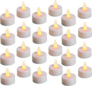 VAAMnational White Acrylic LED Flameless Swing Candle Lights Battery Operated for Party Birthday Festival Romantic Dinner Decor Batteries Required Candle Candle LIGHT  (White, Pack of 24) Plastic 24 - Cup Candle Holder