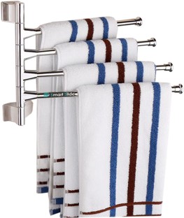 Bathroom Black Swing Towel Rack Towel Bar for Kitchen Swivel Towel Rail with 3 Arms Adhesive 
