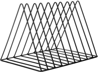 Art Desktop Magazine Holder for Office Home Decoration Triangle 7 Slot Desktop File Sorter Book Rack Organizer Black Shrinkable Metal Book Holder 