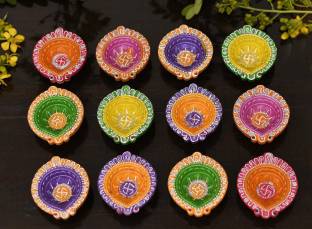MODERN INDIAN ART Handmade Clay Diya Dhoop Dan with Handle for Home Festive Temple Puja Decoration