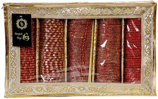 Ganpati Bags Transparent 5 Rod Golden Fancy Bangle Box.