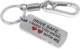 2 Pack Gift Keyring Drive Safe I Need You here with Me Keychain and Drive Safe Handsome I Love You Keyring Gift for Father Husband and Boyfriend Valentines Day Birthday Gift 