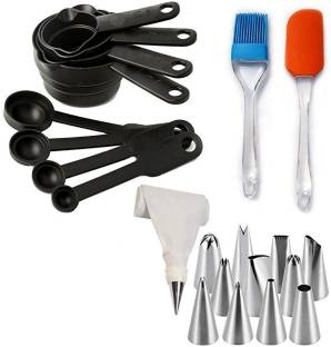 LOAM Plus Kitchen & Bakeware Tools Recipe 8 pcs Measuring Cups & Spoons,Silicone Spatula Brush & with Icing Piping Bag Tips with 12 pcs Steel Nozzles Kitchen Tool Set Kitchen & Bakeware Tools Recipe 8 pcs Measuring Cups & Spoons,Silicone Spatula Brush & with Icing Piping Bag Tips with 12 pcs Steel Nozzles Kitchen Tool Set Multicolor Kitchen Tool Set